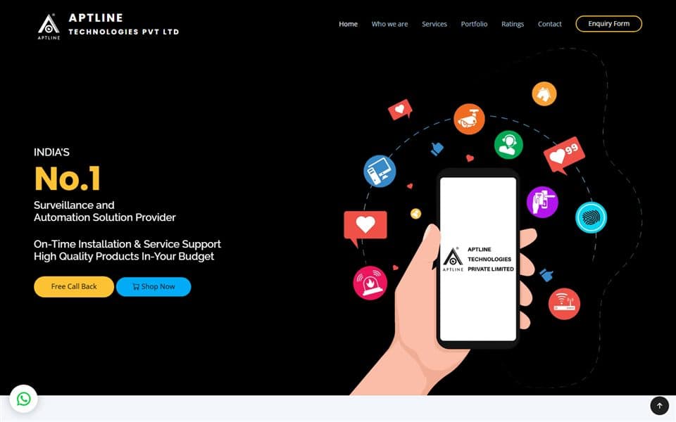 Aptline Technologies website designed by Skill Park